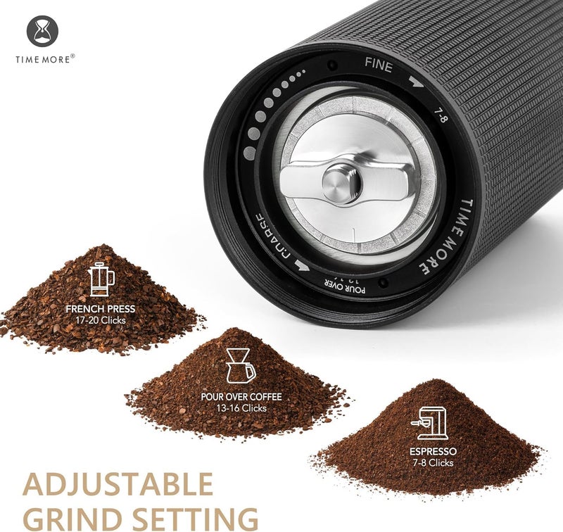 TIMEMORE Chestnut C3S PRO Manual Coffee Grinder - Compact with Foldable Handle, Adjustable Stainless Steel S2C Conical Burr for Espresso, French Press & More, Portable Coffee Grinder (Black) - Image 2